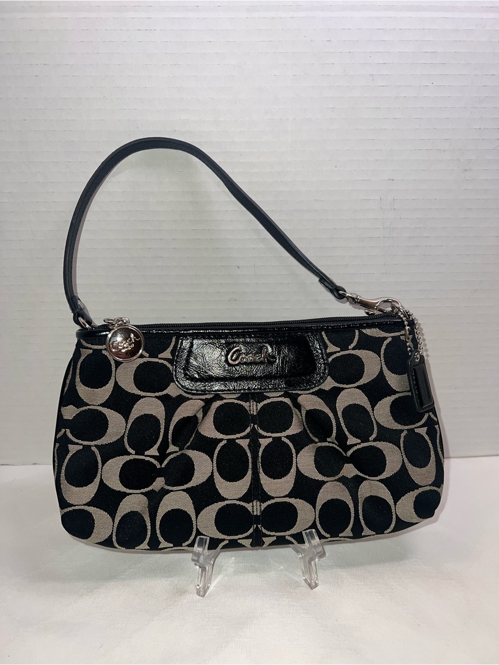 Coach Monogram Black and Gray Wristlet